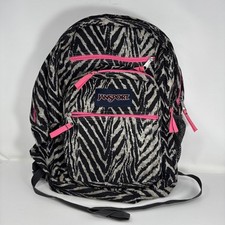 Mochila JanSport preta cinza e rosa com estampa listrada de zebra bolsa livro comprar usado  Enviando para Brazil