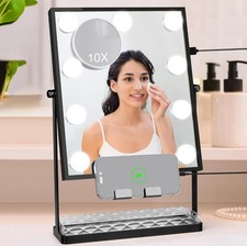 Espejo de maquillaje tocador Hollywood, 9 bombillas LED, control táctil, iluminación de 3 colores segunda mano  Embacar hacia Mexico