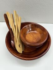 Juego de ensaladeras de madera Pomerantz de 11 piezas con utensilios y 4 tazones para servir segunda mano  Embacar hacia Mexico