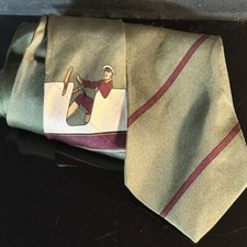 Gravata de seda Claude Montana retrô meados do século moderna iate verde capitão de vela comprar usado  Enviando para Brazil