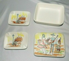 De colección. Lefton China Caja de Cigarrillos con 2 Ceniceros Hombre Mujer Guitarra Escena Romántica segunda mano  Embacar hacia Mexico