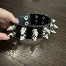 Pulseira ajustável de couro punk emo gótico preta pesada comprar usado  Enviando para Brazil