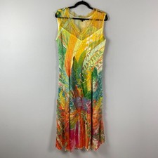 Vestido midi Komarov estampa floral gola V manga de renda charmeuse grande colorido comprar usado  Enviando para Brazil
