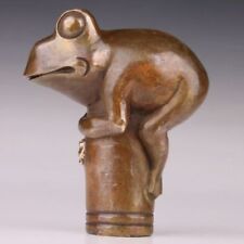 Estátua antiga de bronze esculpida à mão de sapo NRo estátua de cabeça de bengala antiga comprar usado  Enviando para Brazil