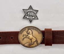Fivela de cinto de bronze cavalo desenfreado armas de fogo Colt, com cinto de couro de búfalo personalizado comprar usado  Enviando para Brazil