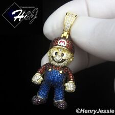 Usado, PINGENTE MASCULINO PRATA ESTERLINA 925 ICY CZ HIPHOP BANHADO A OURO 3D SUPER MARIO*GP499 comprar usado  Enviando para Brazil