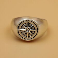 Anel masculino de prata esterlina 925 bússola feito à mão anel declaração para aniversário comprar usado Anel masculino de prata esterlina 925 bússola feito à mão anel declaração para aniversário comprar usado  Enviando para Brazil