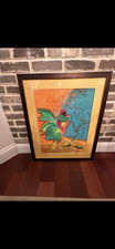 Pintura de galo em seda artista croata Biba Libanac cores brilhantes, usado comprar usado  Enviando para Brazil