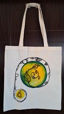 BOLSO DE MANO PINTADO A MANO DIRECTAMENTE DEL ARTISTA LONA ALGODÓN ARTE UNISEX segunda mano  Embacar hacia Mexico