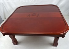 Antiga mesa de servir bolinho dobrável de madeira lacada vermelha incrustada Namwon Coreia 23x23" comprar usado  Enviando para Brazil