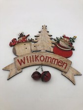com-four® Świąteczna dekoracja wisząca drewniana "Welcome" z dzwonkami do drzwi/okna, używany na sprzedaż  PL