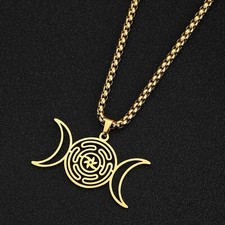 Colar de Roda Tripla Lua Hekate para Homens Strophalos Símbolo Mágico Hécate Vintage comprar usado  Enviando para Brazil