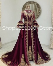Vestidos de formatura árabe muçulmano veludo borgonha dourado marrocaína vestido de gala à noite comprar usado  Enviando para Brazil