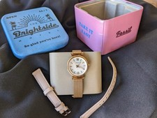 Relógio de pulso feminino Fossil ES4699 pulseira rosa caixa ouro rosa quartzo analógico redondo comprar usado  Enviando para Brazil
