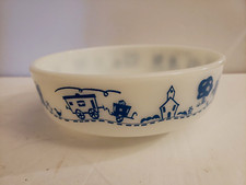 Tigela de vidro leitoso vintage Pyrex azul sobre branco trens infantis Pensilvânia 1416 comprar usado  Enviando para Brazil