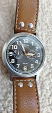 Citizen Eco Drive Avion relógio de pulso masculino pulseira de couro marrom wr 100 mostrador preto, usado comprar usado  Enviando para Brazil