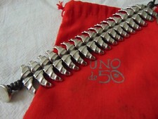 Pulseira larga pesada com fecho de couro prata Uno de 50 assinada comprar usado  Enviando para Brazil