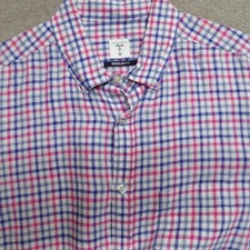 Camisa Mudo média azul branca xadrez fuschia 100% linho comprar usado  Enviando para Brazil