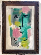 Pintura facial modernista abstrata cubismo meados do século assinada 1964 comprar usado  Enviando para Brazil