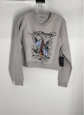 Pulôver feminino Ed Hardy cinza algodão tatuagem manga longa moletom tamanho grande comprar usado  Enviando para Brazil