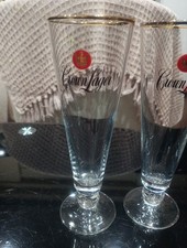  Par de Copos de Cerveja Crown Lager Vintage Aro Dourado Canelado 300ml comprar usado  Enviando para Brazil