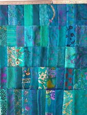 Lote de restos de tela de seda AMZ Sari 50 piezas 8x8 verde pavo real artesanías perfectas segunda mano  Embacar hacia Mexico