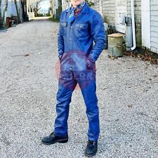 MACACÃO MASCULINO COURO DE OVELHA GENUÍNO AZUL BOTÃO FRONTAL MACACÃO GERAL, usado comprar usado  Enviando para Brazil