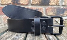 Usado, Cinto de couro liso Black Buffalo e fivela preta 3,5-4mm 5 larguras feitas à mão comprar usado  Enviando para Brazil
