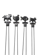 SET OF 4 COW, CHICKEN, FISH, and PIG STAINLESS STEEL 14" BBQ GRILL SKEWERS comprar usado  Enviando para Brazil
