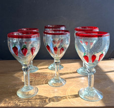 Taças de taça de pimenta soprada 6 taças de margaritas de água de vinho arte soprada, usado comprar usado  Enviando para Brazil
