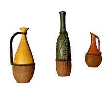 1960 Meio Século Sexton Garrafas de Vinho de Alumínio Penduradas Decoração de Parede Conjunto de TRÊS comprar usado  Enviando para Brazil