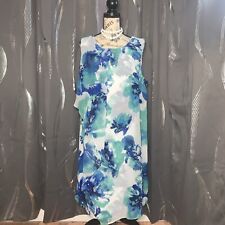Vestido Studio One New York branco/azul floral regata de chiffon MIDI tamanho 18 comprar usado  Enviando para Brazil