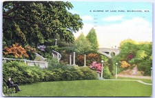 Cartão postal Wisconsin Man on Bench Lake Park Milwaukee linho PST 1942 G5 comprar usado  Enviando para Brazil