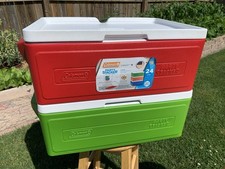 Usado, 2 refrigeradores Coleman Party Stacker 6225 verde e vermelho 24 latas refrigerante de cerveja feito nos EUA comprar usado  Enviando para Brazil