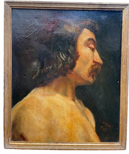 Realismo francés de 1849 - Antiguo óleo sobre lienzo - Retrato de un hombre segunda mano  Embacar hacia Mexico