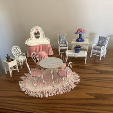 Casa de bonecas miniatura 1:12 móveis e acessórios de pátio de vime branco 20 peças fofas! comprar usado  Enviando para Brazil