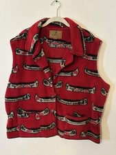 Colete de lã vintage celeiro mosca vermelho estampa canoa tamanho XL comprar usado  Enviando para Brazil