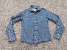 Camisa masculina Abercrombie & Fitch botão ajuste muscular médio listrada azul comprar usado  Enviando para Brazil