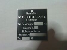 Typenschild plate motobecane gebraucht kaufen  Deutschland