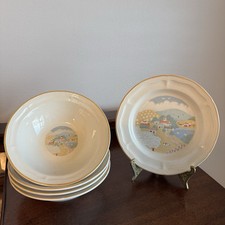 Plato y cuencos para horno de ladrillo gres escena de granja - Juego de 5 segunda mano  Embacar hacia Mexico
