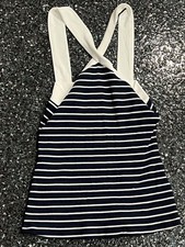 Regata Easy Clothes listrada azul branca malha canelada gola alta alças transversais P comprar usado Regata Easy Clothes listrada azul branca malha canelada gola alta alças transversais P comprar usado  Enviando para Brazil