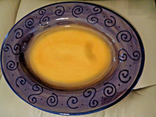 Tampos de mesa ambrosia roxa berinjela grés em relevo grande prato de servir 18X14 comprar usado  Enviando para Brazil