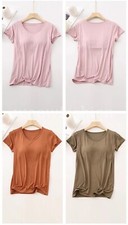 Dama Modal Manga Corta Camisetas con Estante Incorporado Sujetador Yoga Prendas para el torso Básicas Blusa segunda mano  Embacar hacia Mexico
