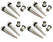 Usado, 4 pares 9mm 10mm 11mm 12mm kit de alongamento de orelha de aço tapers túneis medidores plugues comprar usado  Enviando para Brazil