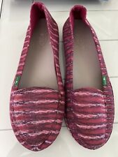 Mocasines planos sin cordones Sanuk rosa/púrpura folclore a rayas con tachuelas, para mujer talla 9 segunda mano  Embacar hacia Argentina