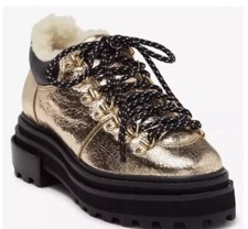 Botas de caminhada SCHUTZ Lucille tamanho 8 shearling com cadarço couro dourado comprar usado  Enviando para Brazil
