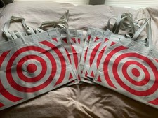Lote de 10 sacolas de compras Target vermelho logotipo cinza reutilizáveis supermercado comprar usado  Enviando para Brazil