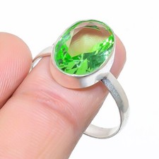 Anel feito à mão de pedra preciosa tsavorita prata esterlina 925 tamanho 11 i475, usado comprar usado  Enviando para Brazil
