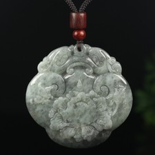 Pingente de flor de jade jadeíta verde preto natural grau A certificado AG01119 comprar usado  Enviando para Brazil