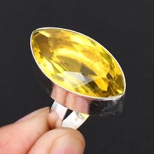 Anel masculino de prata esterlina 925 com pedra preciosa citrina natural, joias feitas à mão SR-15, usado comprar usado  Enviando para Brazil
